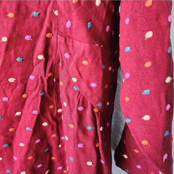 Maeve by anthropologie colorfull embroidery polka dots boho blouse Top - Picture 7 of 14